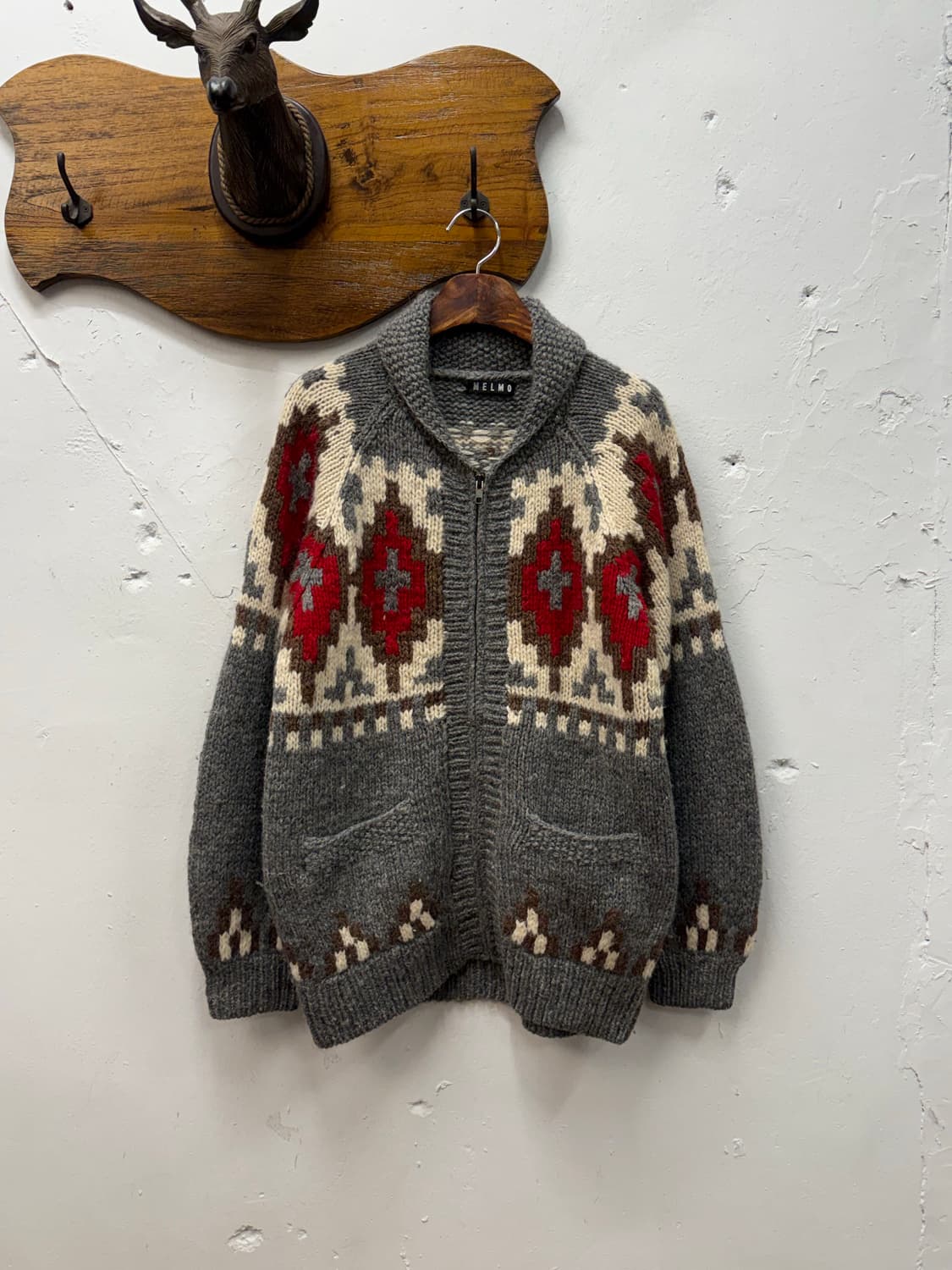66) MELMO Nordic Pattern Wool Knit Zip-u 상품이미지2