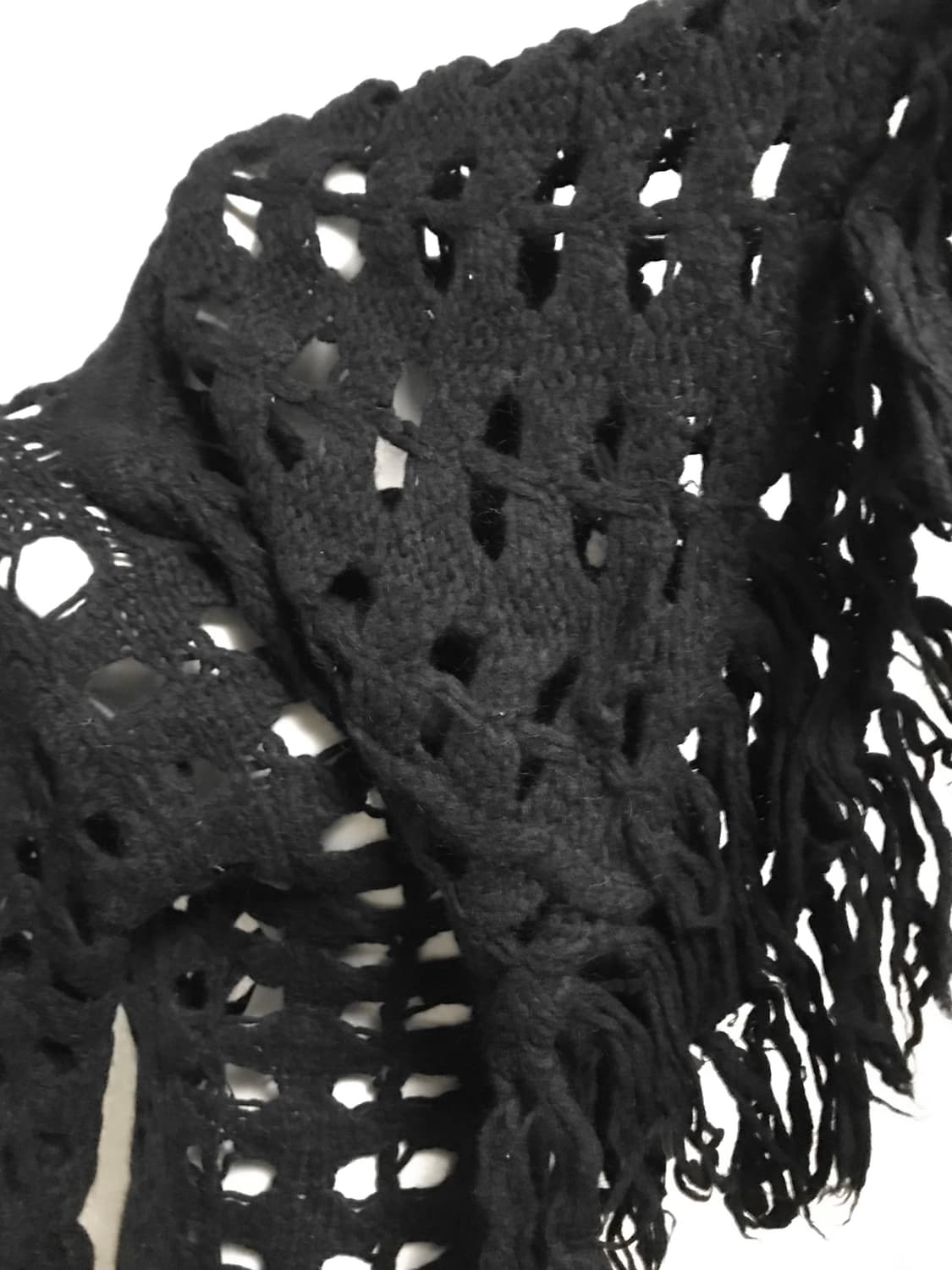 빈티지 vkei 아카이브 프린지 드레이프 하이넥 울 니트 탑 상품이미지4