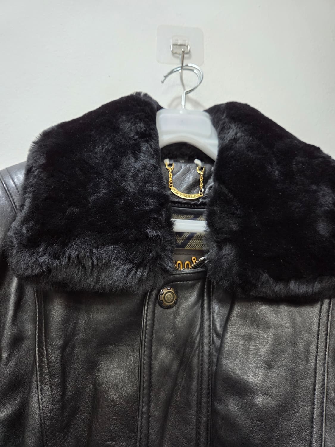 TACHOMA 블랙 양가죽 봄버 빈티지 점퍼 90" Y2K 상품이미지2