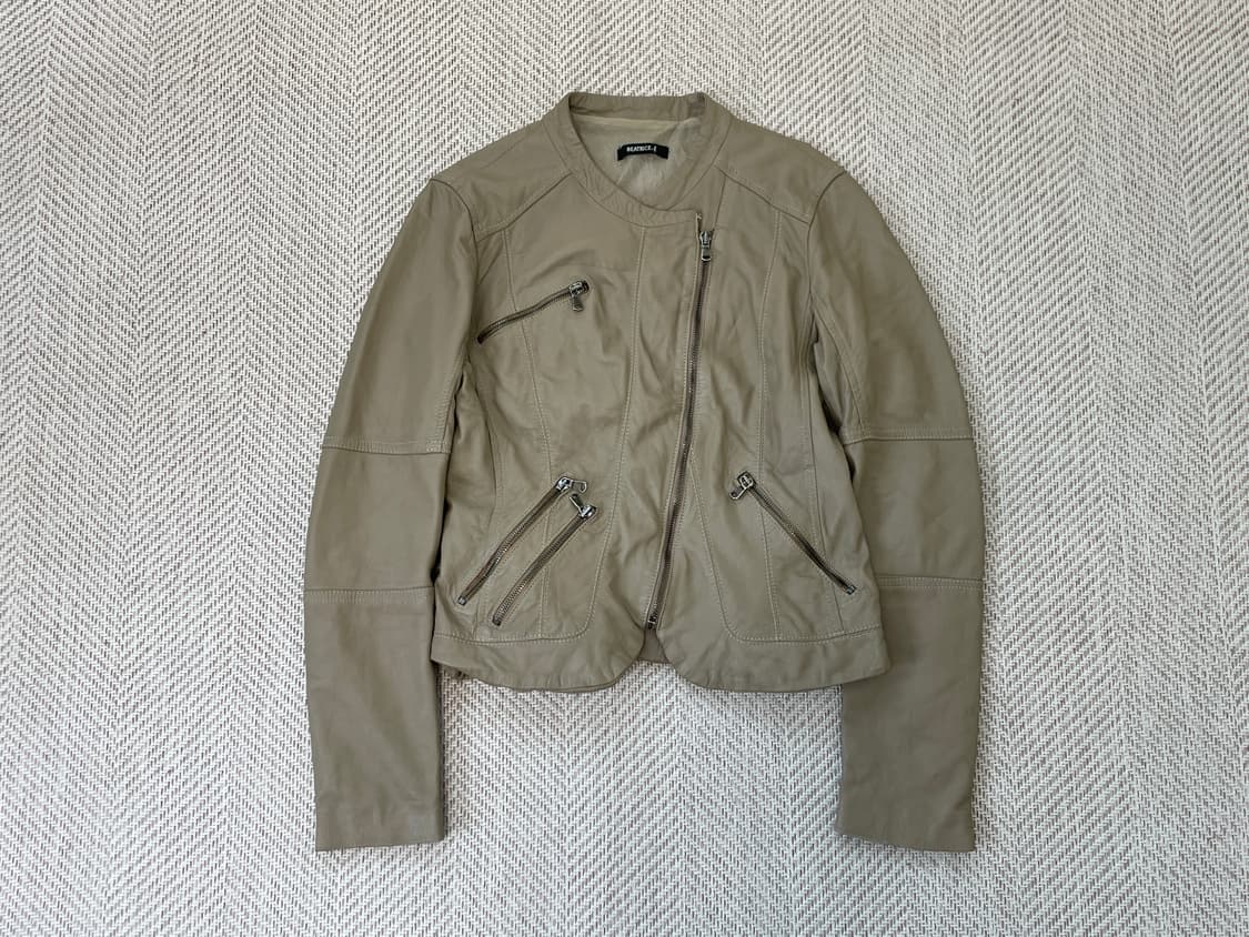 베아트리스 이태리 사선 집업 레더 재킷 y2k goa J03927 상품이미지2