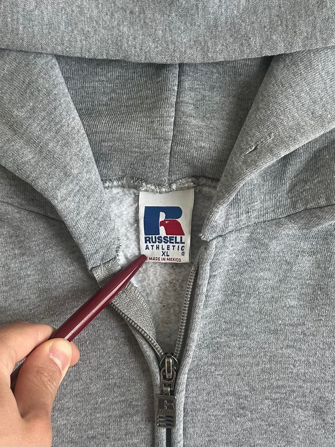 90s 빈티지 러셀 후드집업 그레이 XL 상품이미지6