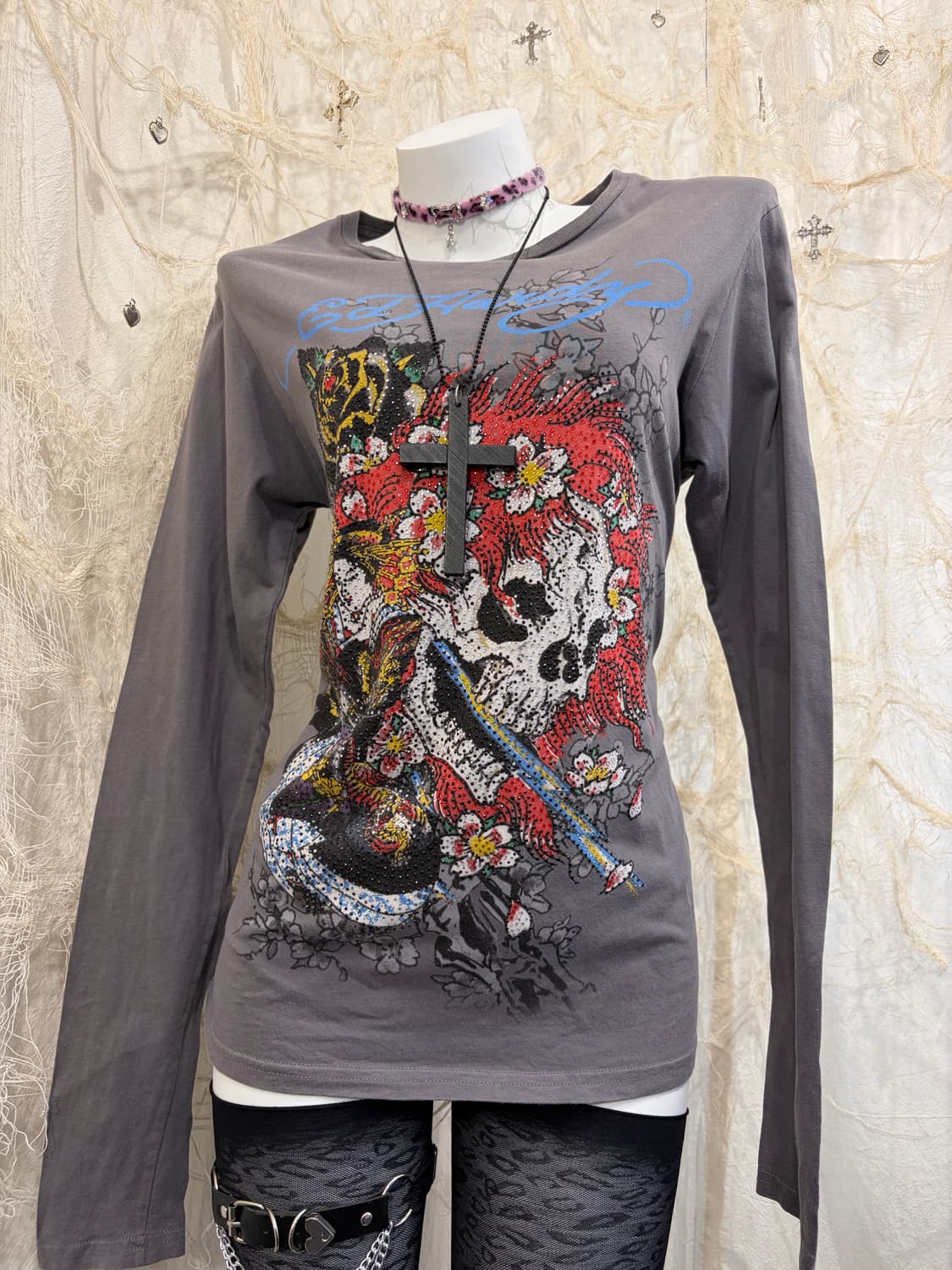 Ed Hardy cubic skull long sleeve 상품이미지5