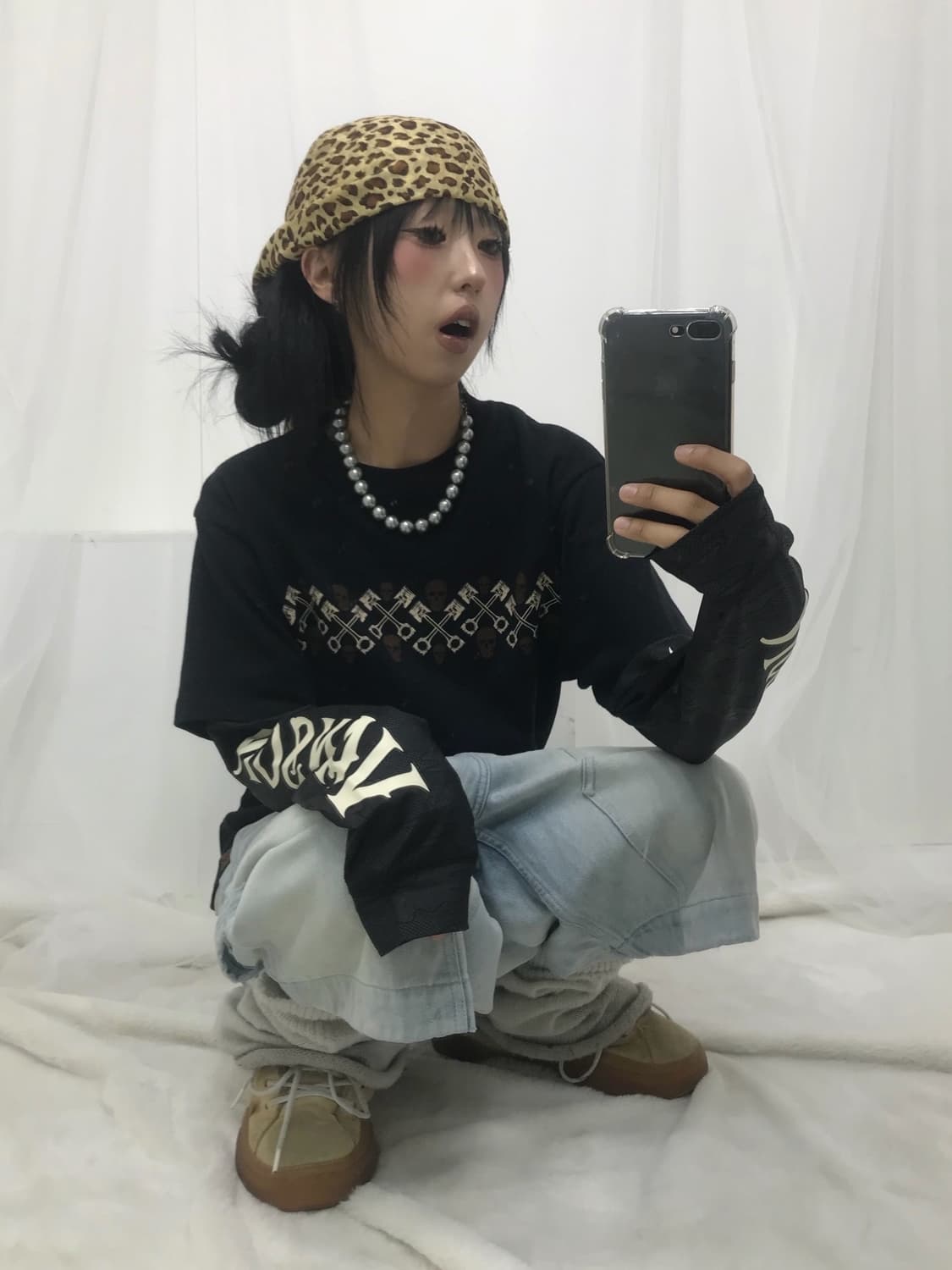 밴슨 레이어드 자수&카모 롱슬리브 상품이미지7