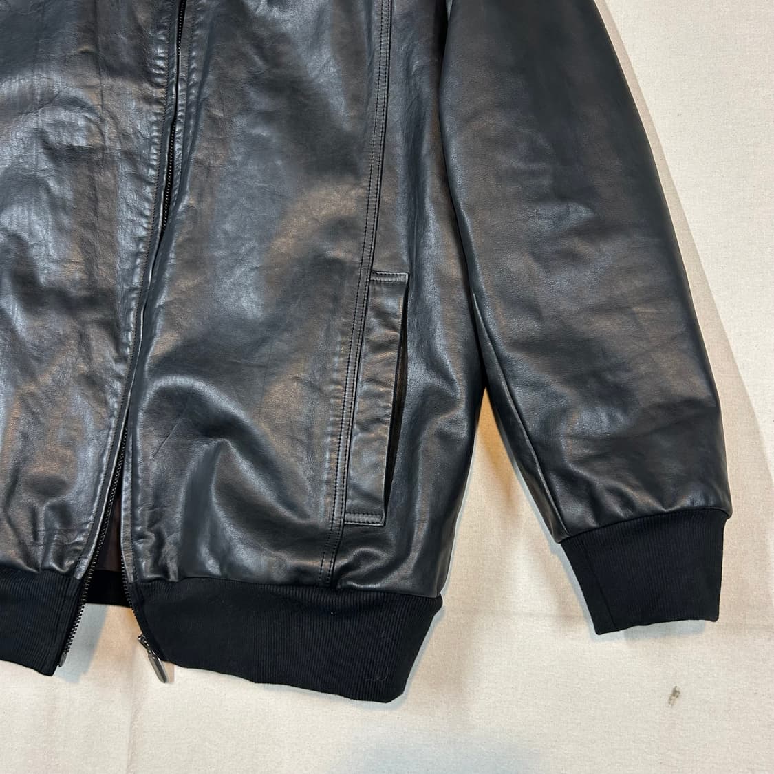 M) NAUTICA 노티카 카프스킨 송아지가죽 봄버 자켓 상품이미지3