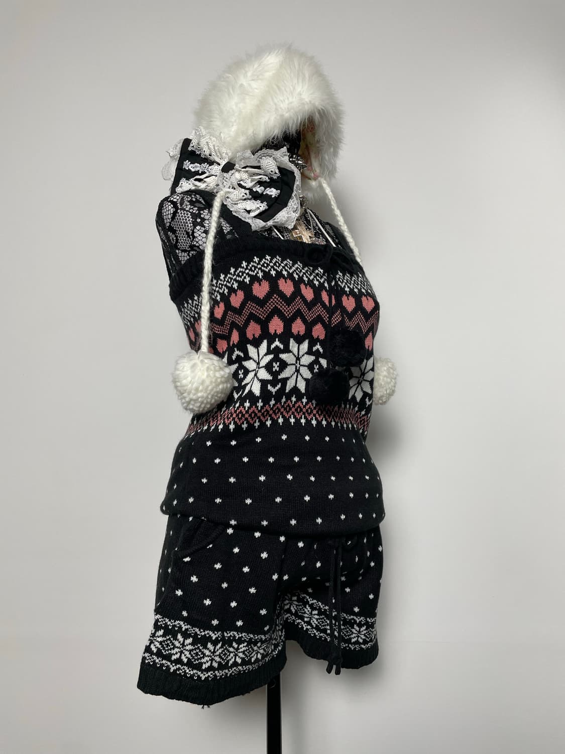 COLZA 콜자 겨울 아가일 패턴 니트 점프수트 상품이미지2