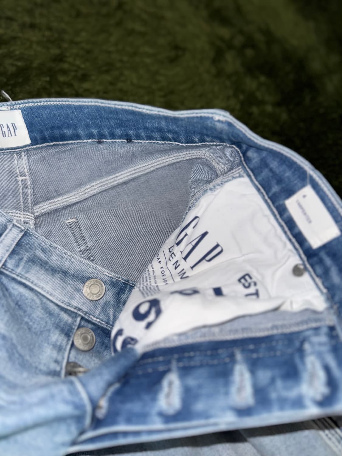 [4] 00s GAP 갭 버튼 플라이 블리치드 크롭 데님 카펜터 팬츠 상품이미지4