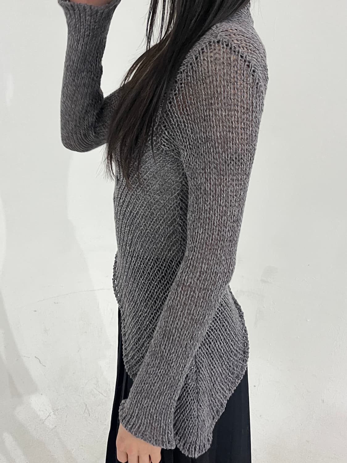 Asymetric net knit top 상품이미지5