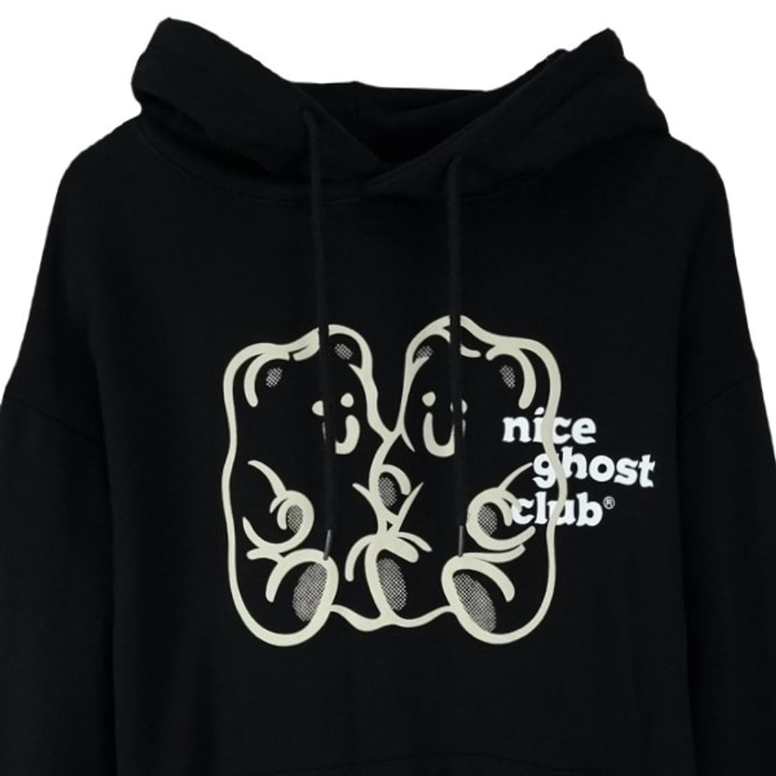 [나이스고스트클럽] 그래픽 프린팅 오버핏 후드티 블랙 M19331 상품이미지4