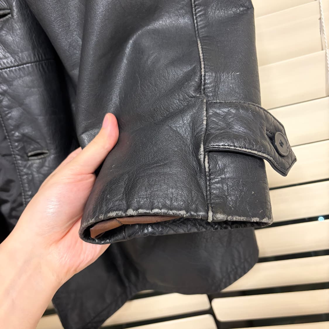 90s 올드 빔즈 Beams 아카이브 빈티지 레더 카코트 자켓 L 상품이미지7