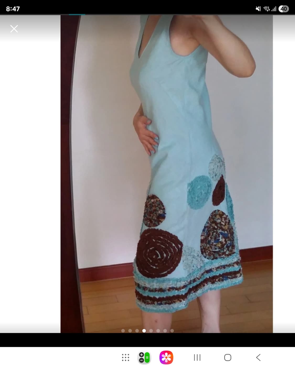 오일릴리  면 마 바이어스 컷 원피스 실크 아플리케  상품이미지4