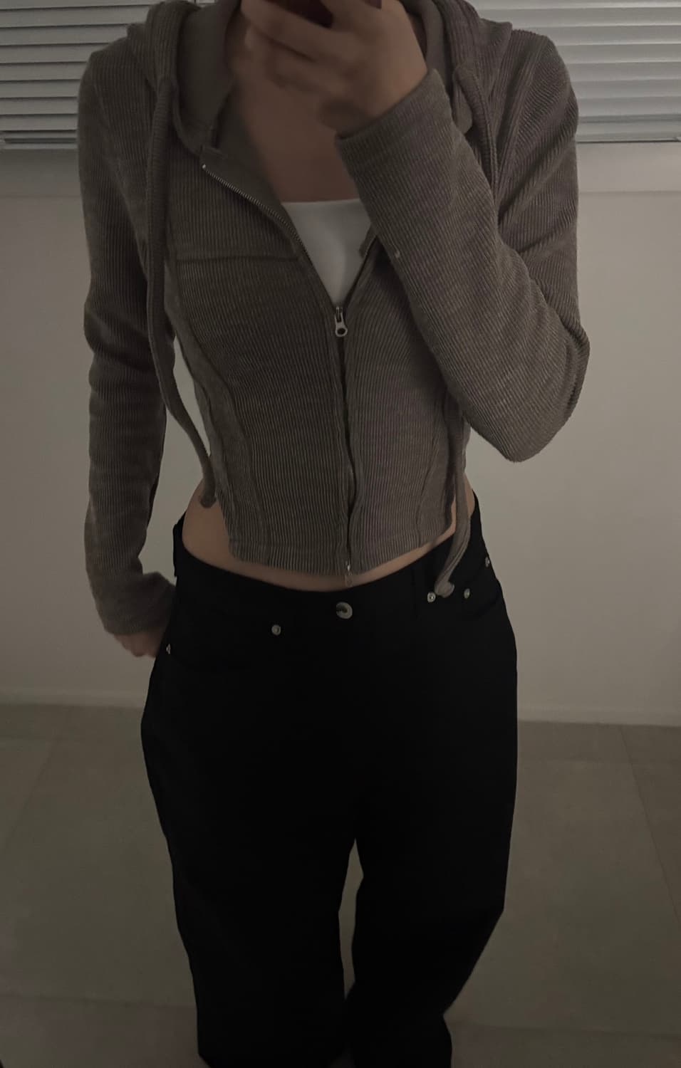 개말라핏) 브라운 니트 후드집업 상품이미지2