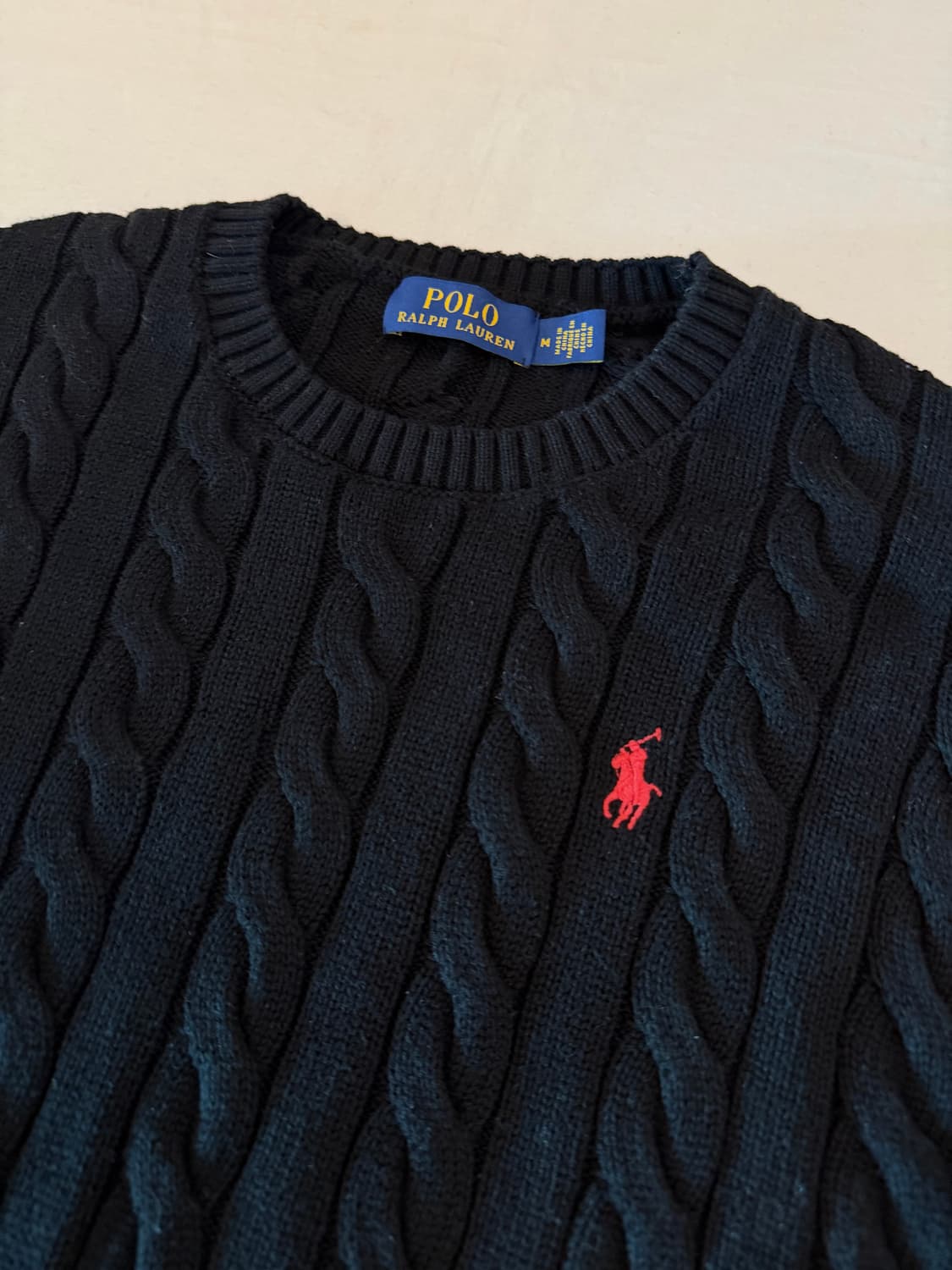신형) 폴로 랄프로렌 꽈배기 케이블 니트 블랙 상품이미지2