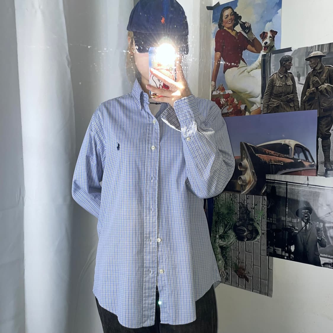랄프로렌 블루 체크무늬 셔츠 L 상품이미지1