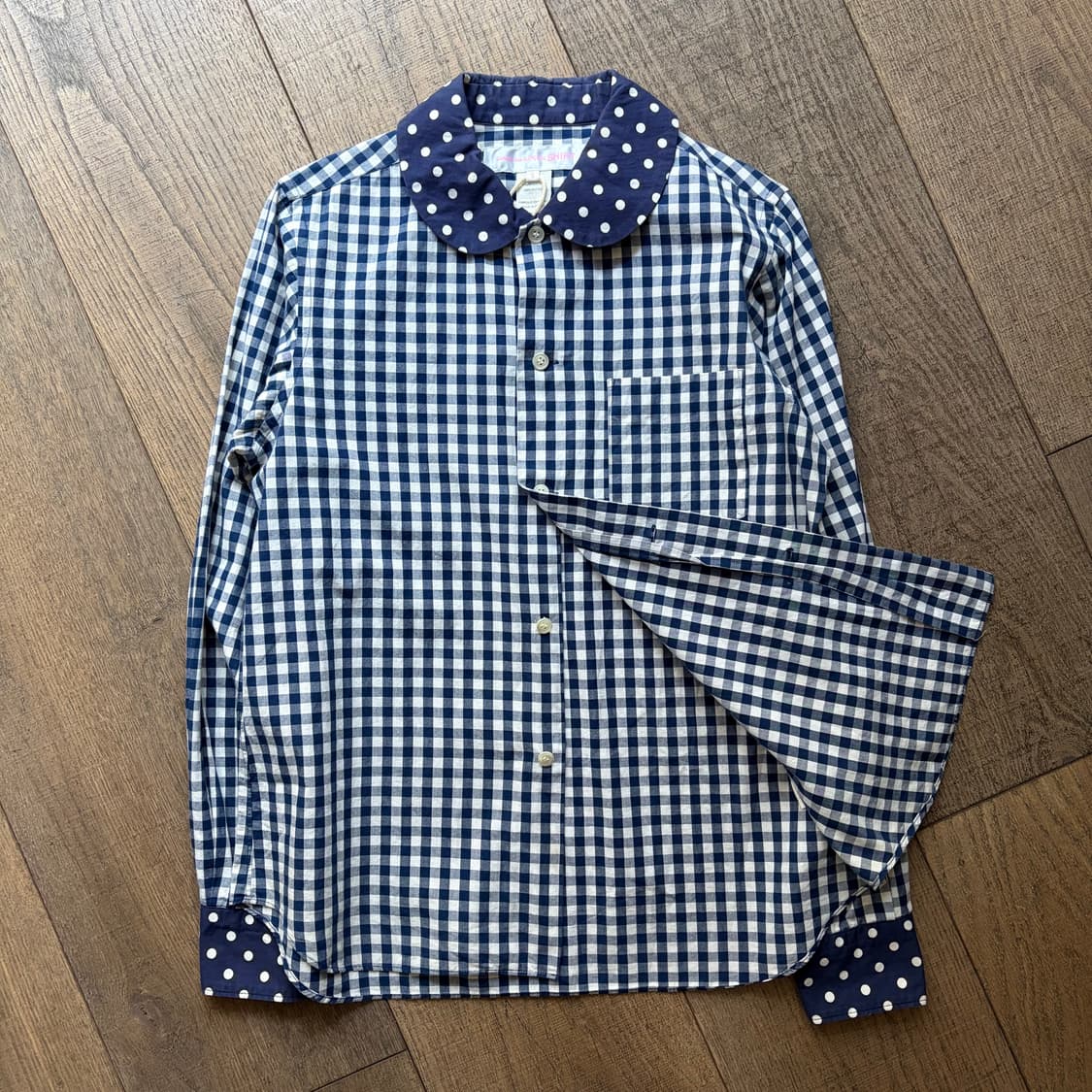 Dot Collar Check Blouse 상품이미지5