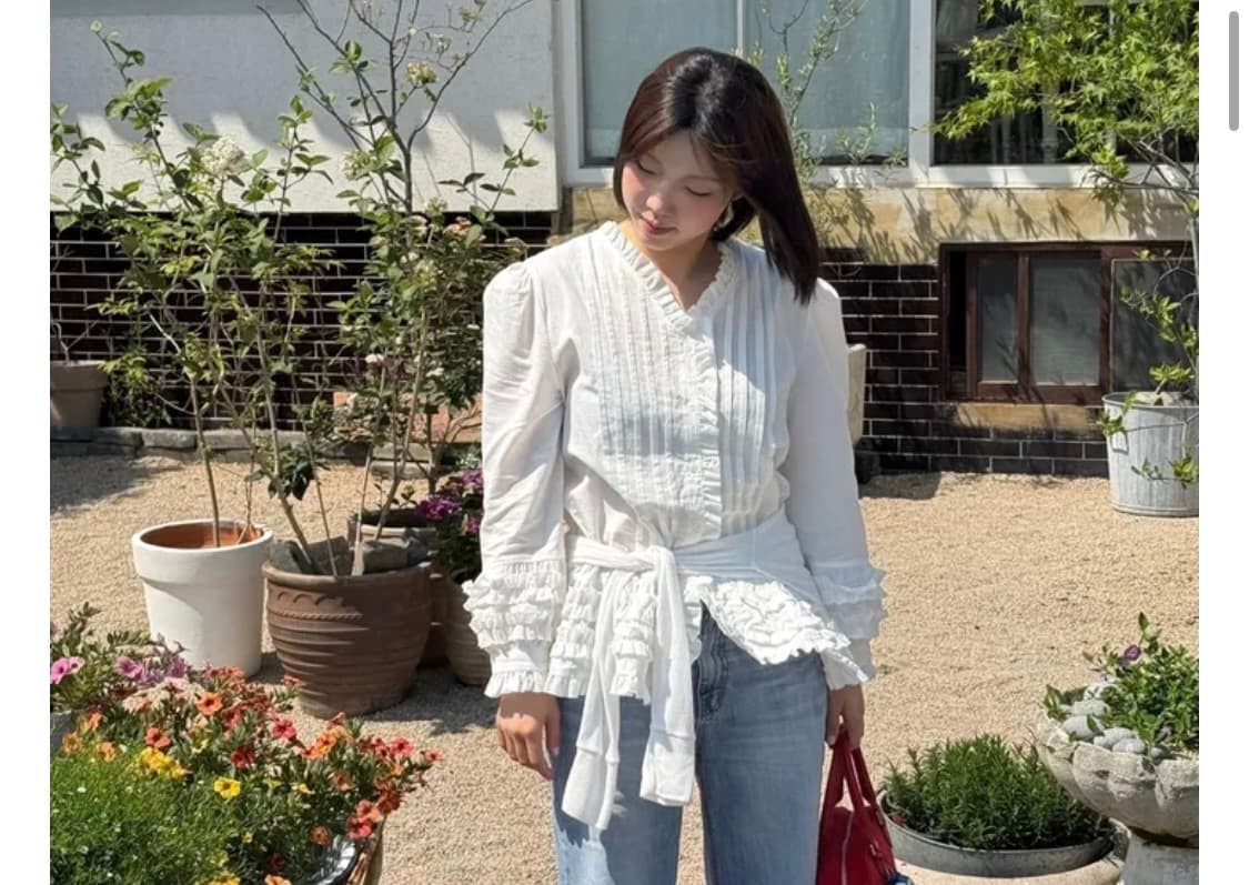 빈티지 프릴 베이지 블라우스 상품이미지4