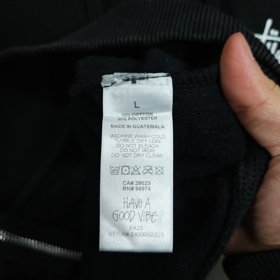 스투시 베이직 후드 집업 L 블랙 상품이미지7