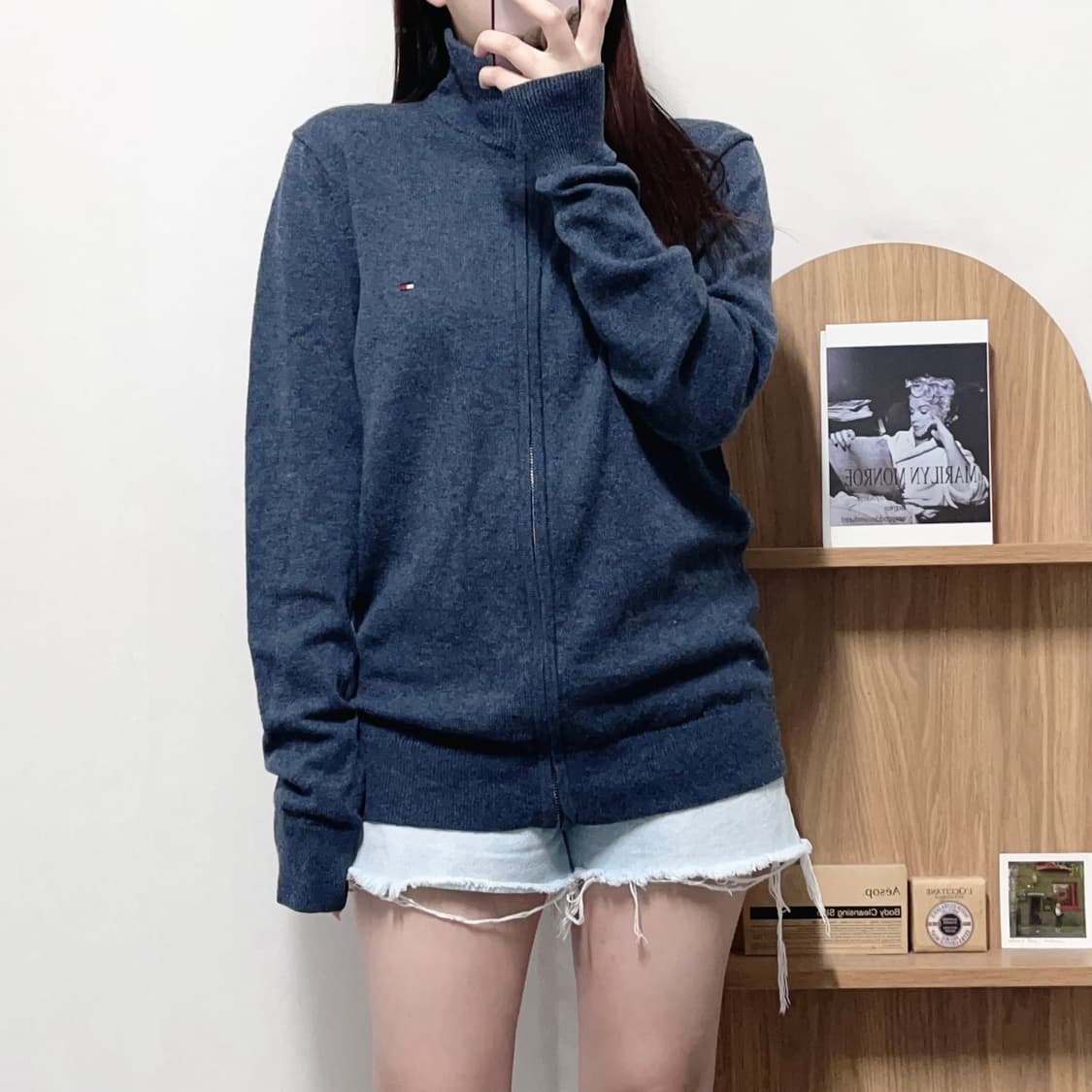 [정품] 타미 블루그레이 프리미엄램울 니트집업 [ M ] 상품이미지3