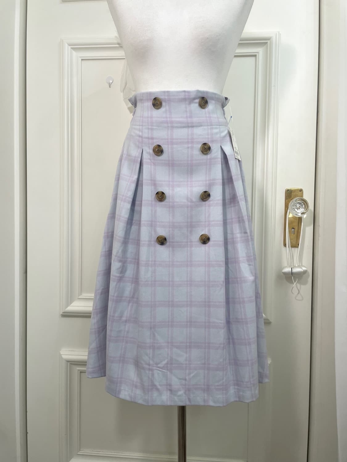 EARTH lavender check button point pleats 상품이미지5