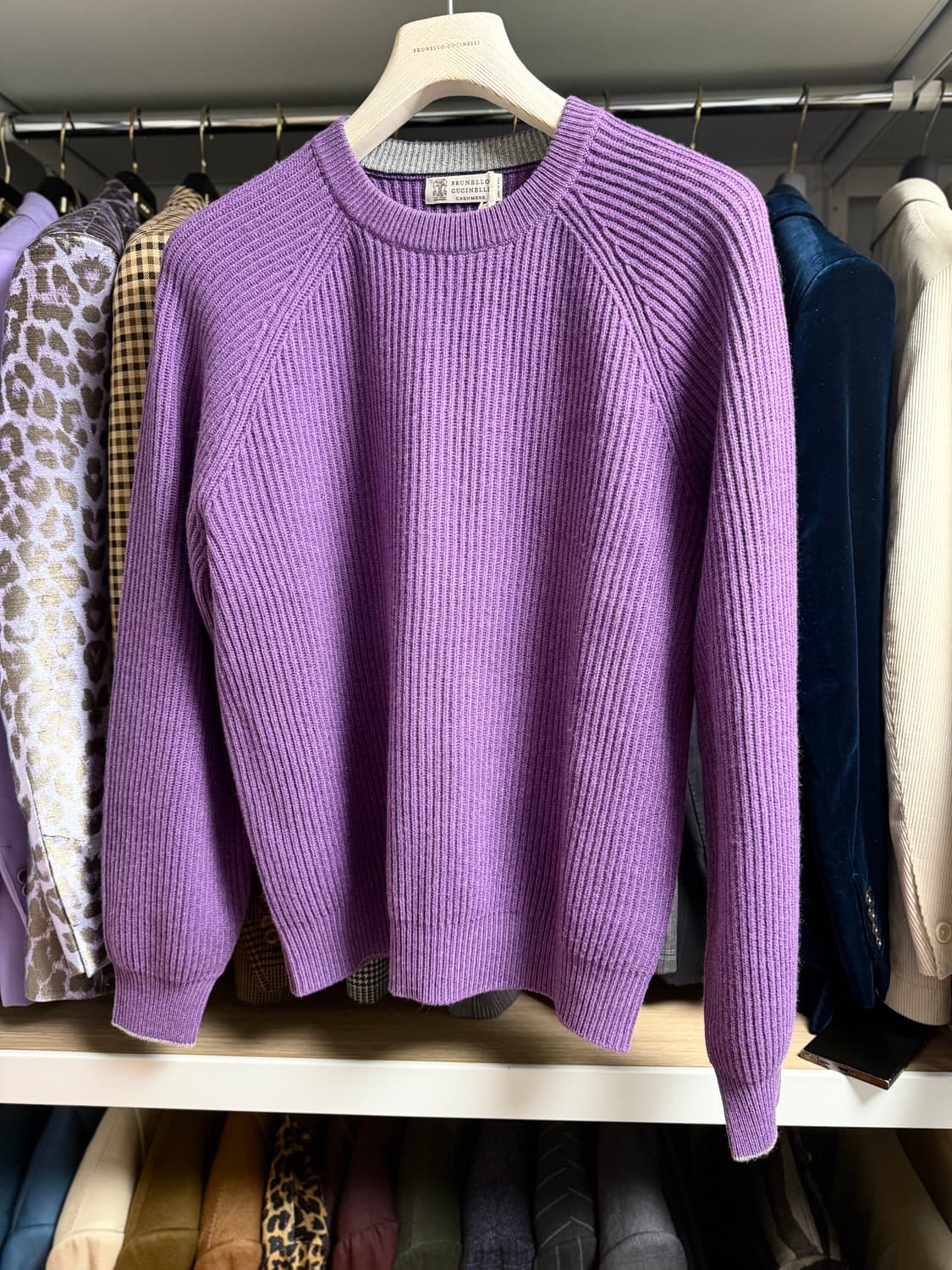 (새상품,강추👍)브루넬로쿠치넬리 리브드 캐시미어 스웨터 퍼플 니트 상품이미지3