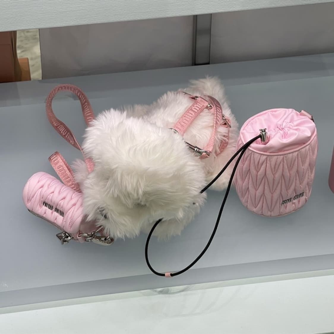 새상품 미우미우 강아지 하네스 우븐 테이프 도그 하네스 핑크 상품이미지3