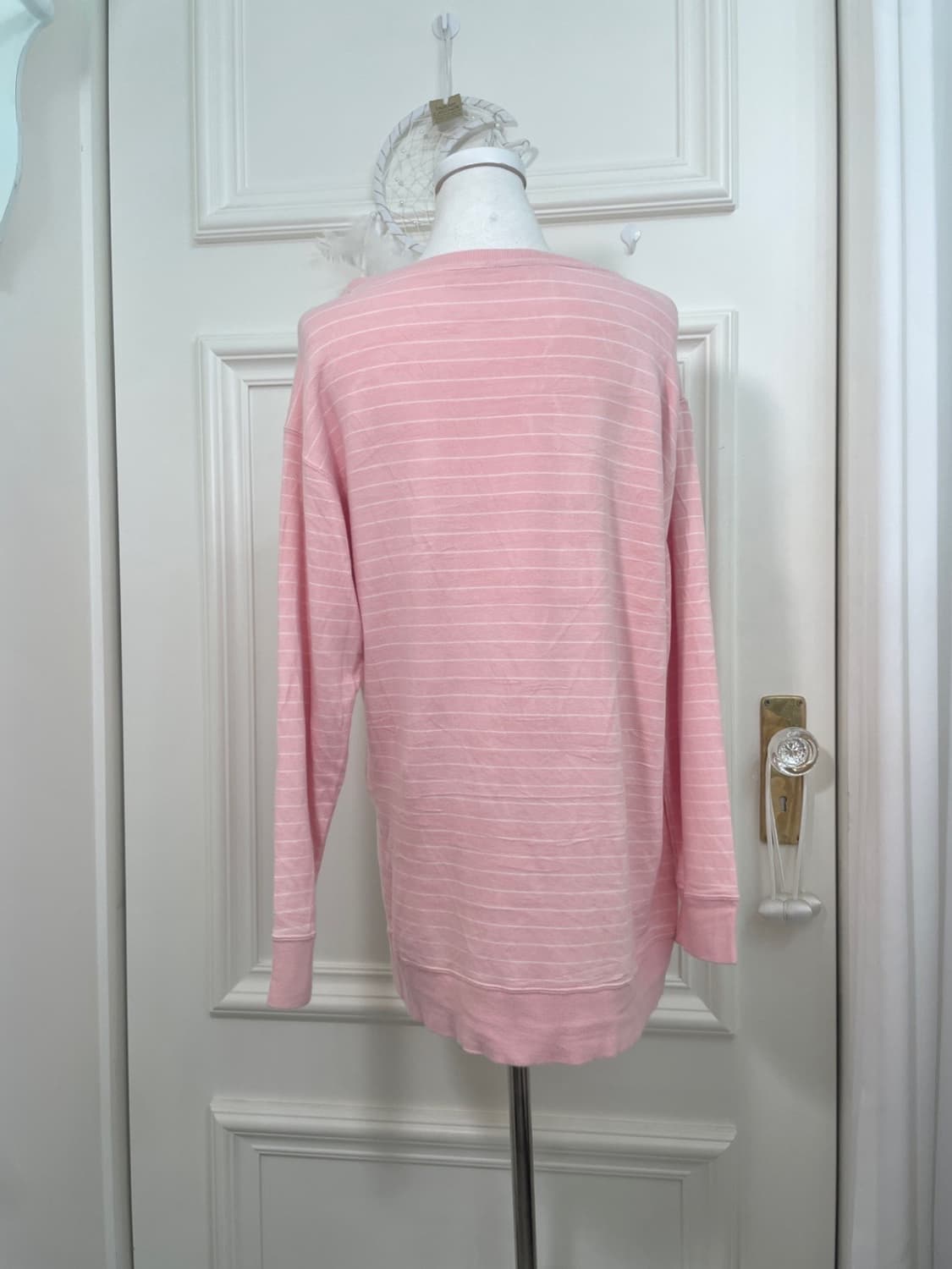 pink white stripe basic loose top 상품이미지3