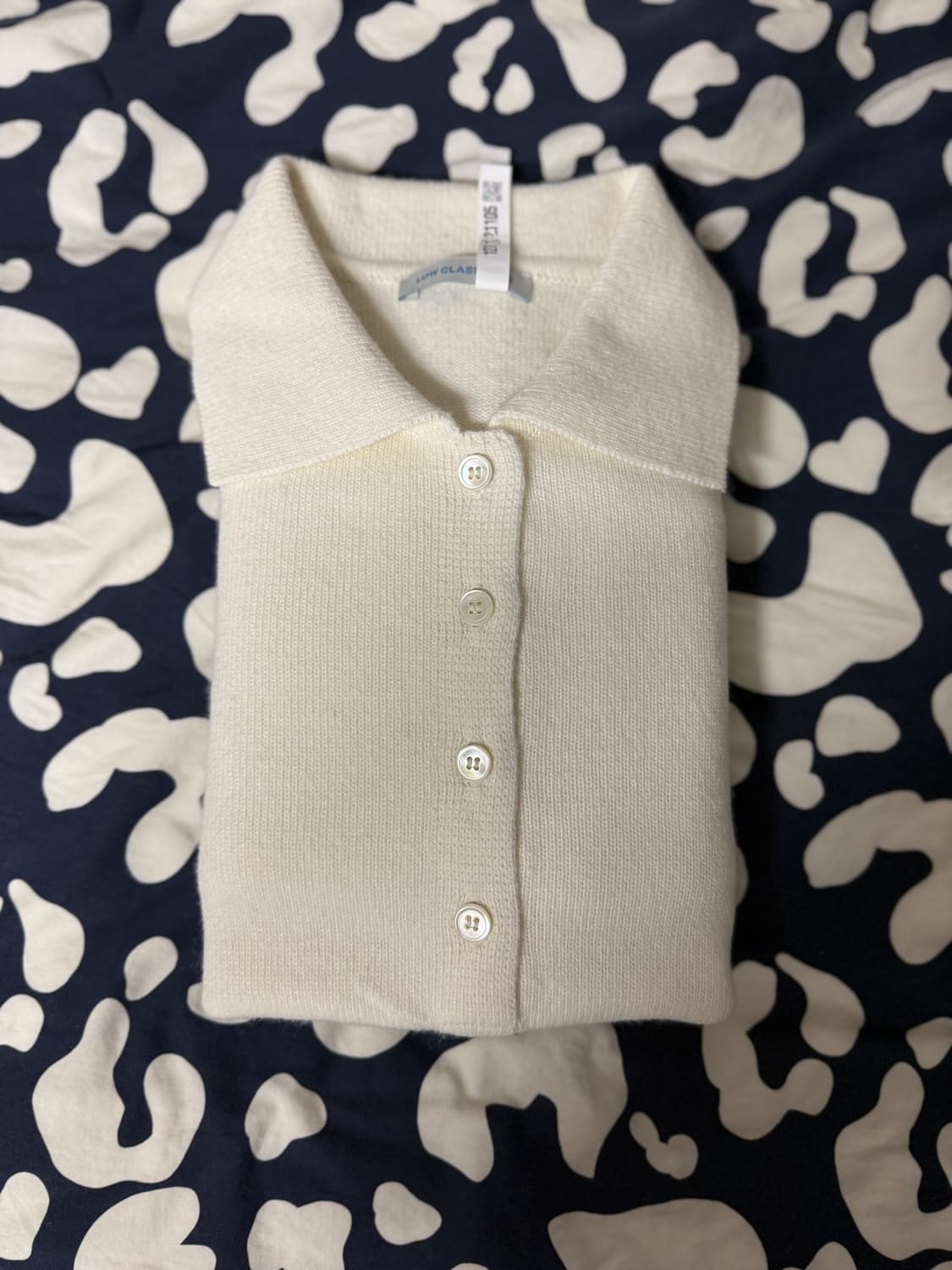 로우클래식 메리노 캐시미어 오픈카라 스웨터 (아이보리) 상품이미지7