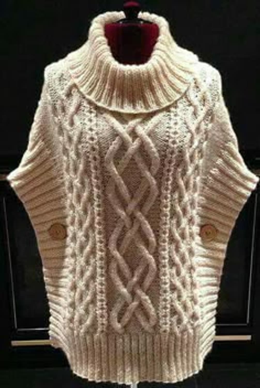 아르마니 진 터틀넥 케이블 니트 케이프 판초 상품이미지8