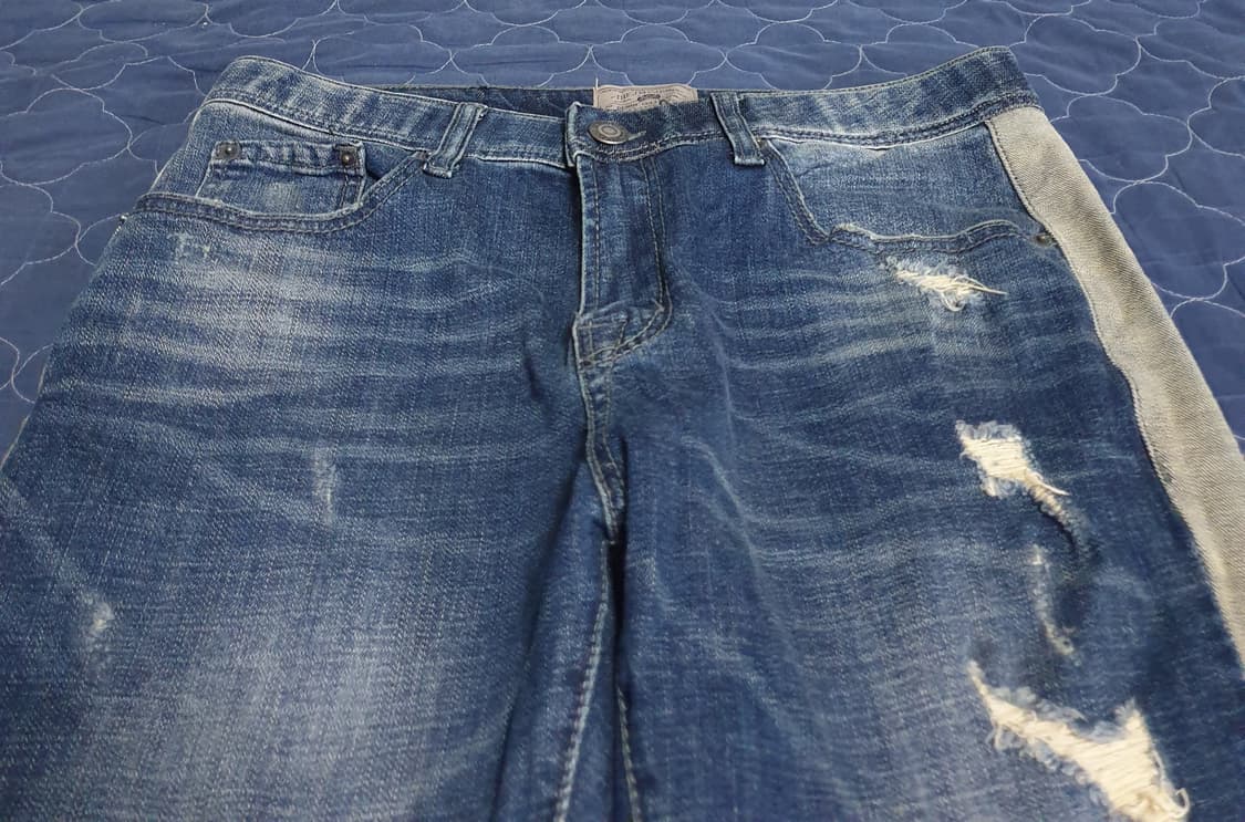 (빈티지) JMC 진 사이드배색 데미지 워싱 스판 데님팬츠 (31~32) 상품이미지2