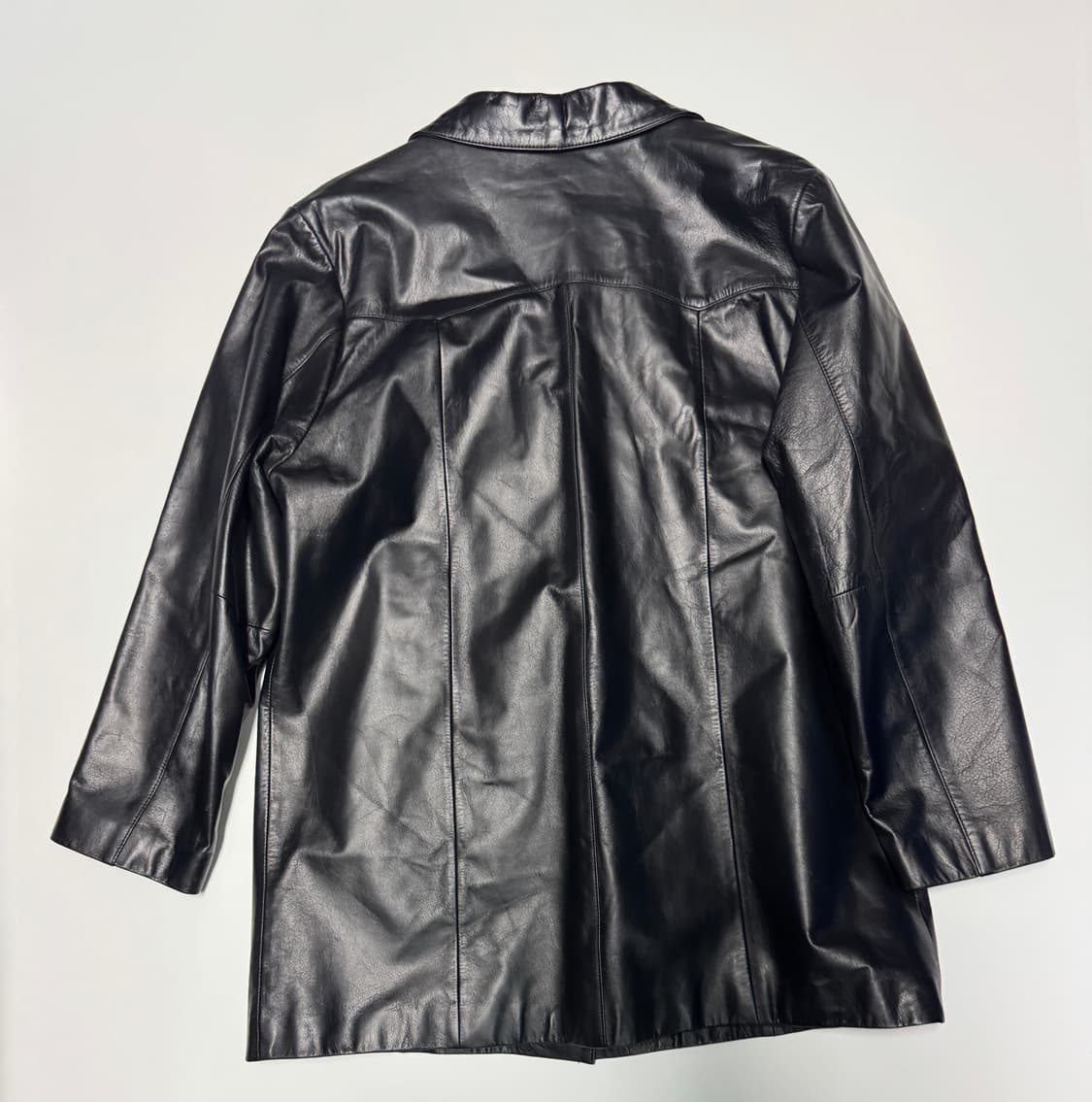 여성 빈티지 리얼 소가죽 롱 가죽 자켓 상품이미지2