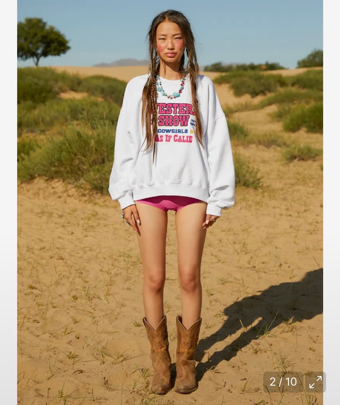 에즈이프캘리 웨스턴 쇼 맨투맨 멜란지그레이 상품이미지2