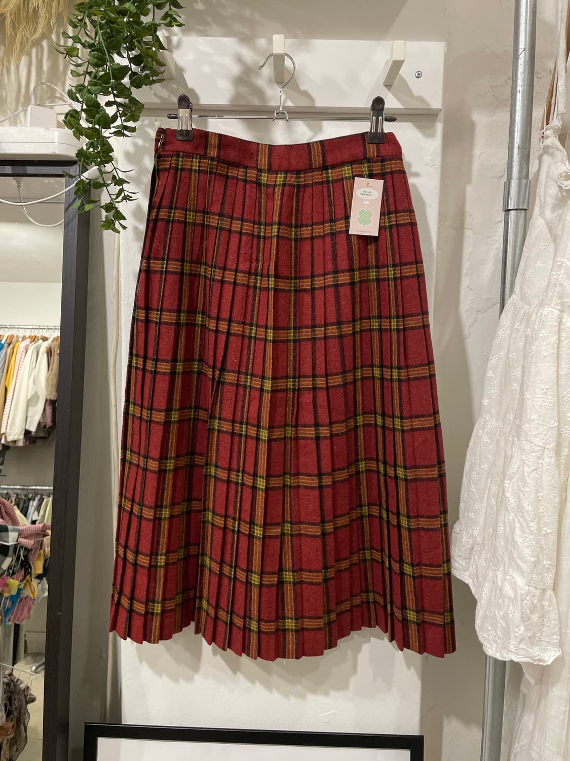 버건디 울 체크 플리츠 스커트 상품이미지6