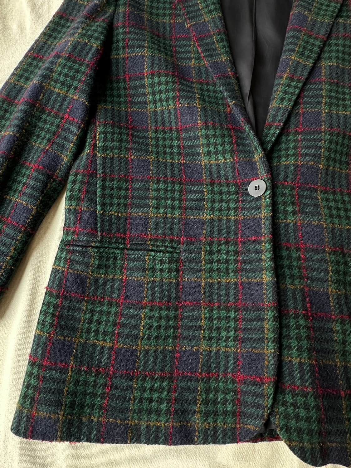랜즈엔드 made in USA 타탄체크 울 원버튼 블레이저 10 상품이미지4