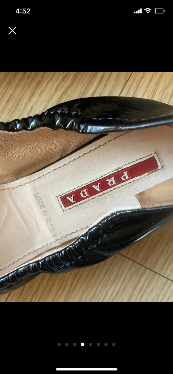 [정품] PRADA 프라다 블랙 레더 플랫슈즈 37 (235) 상품이미지4