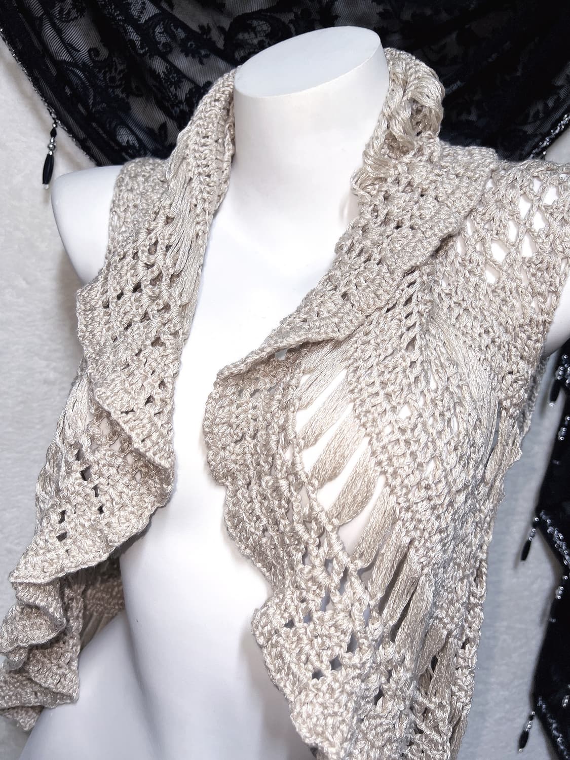 오리엔탈 윈터페어리 그런지 크로셰 뜨개니트 조끼 베스트 볼레로 핀터 모리 상품이미지5