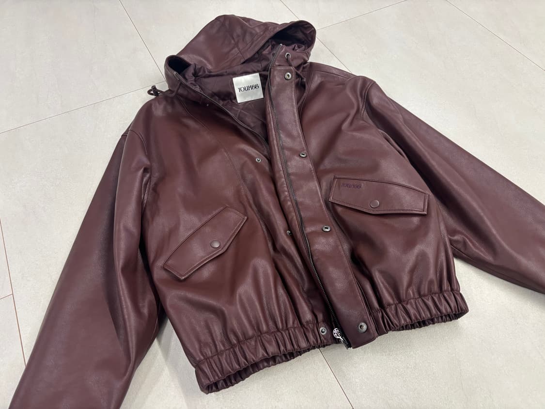 유희  FAUX LEATHER JUMPER BROWN 레더자켓 상품이미지5