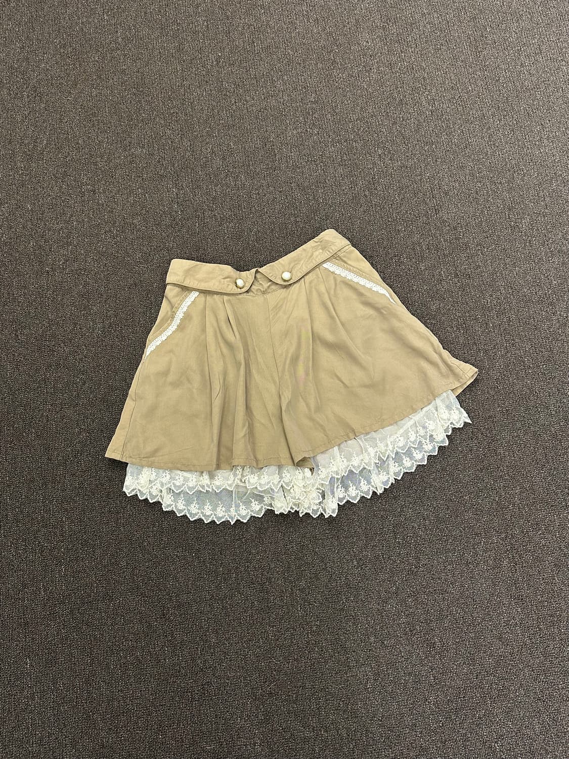 M)Japanese vintage 여성 레이스 금장버튼 디테일 베이지 치 상품이미지3