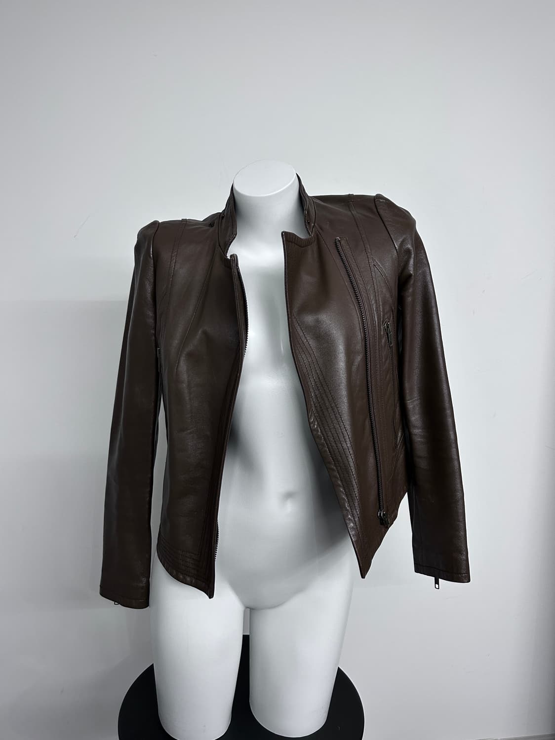 시스템 사선 지퍼 램스킨 자켓 상품이미지2