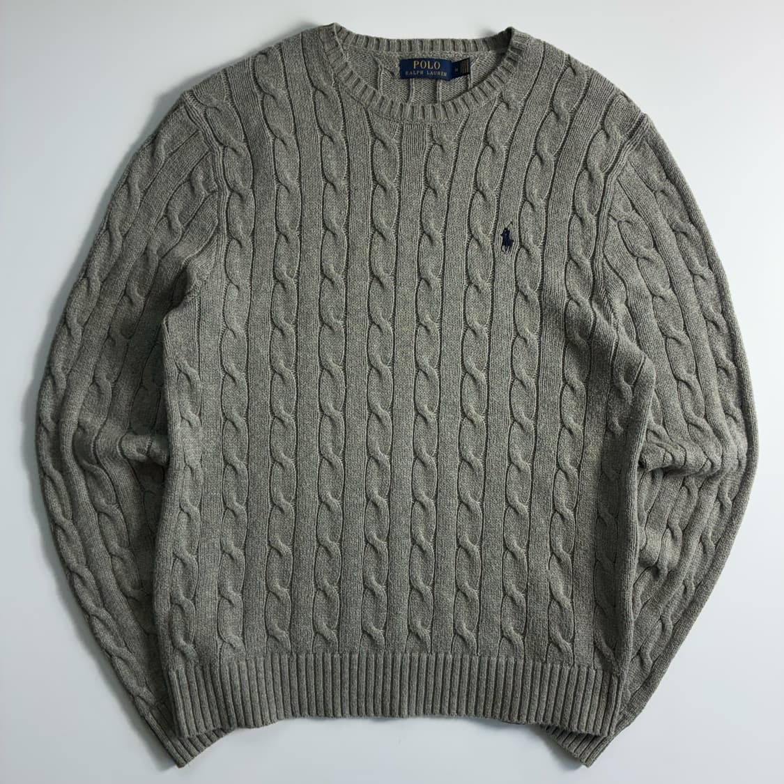 Polo  폴로 랄프로렌 자수 코튼 그레이 꽈배기 니트  상품이미지1