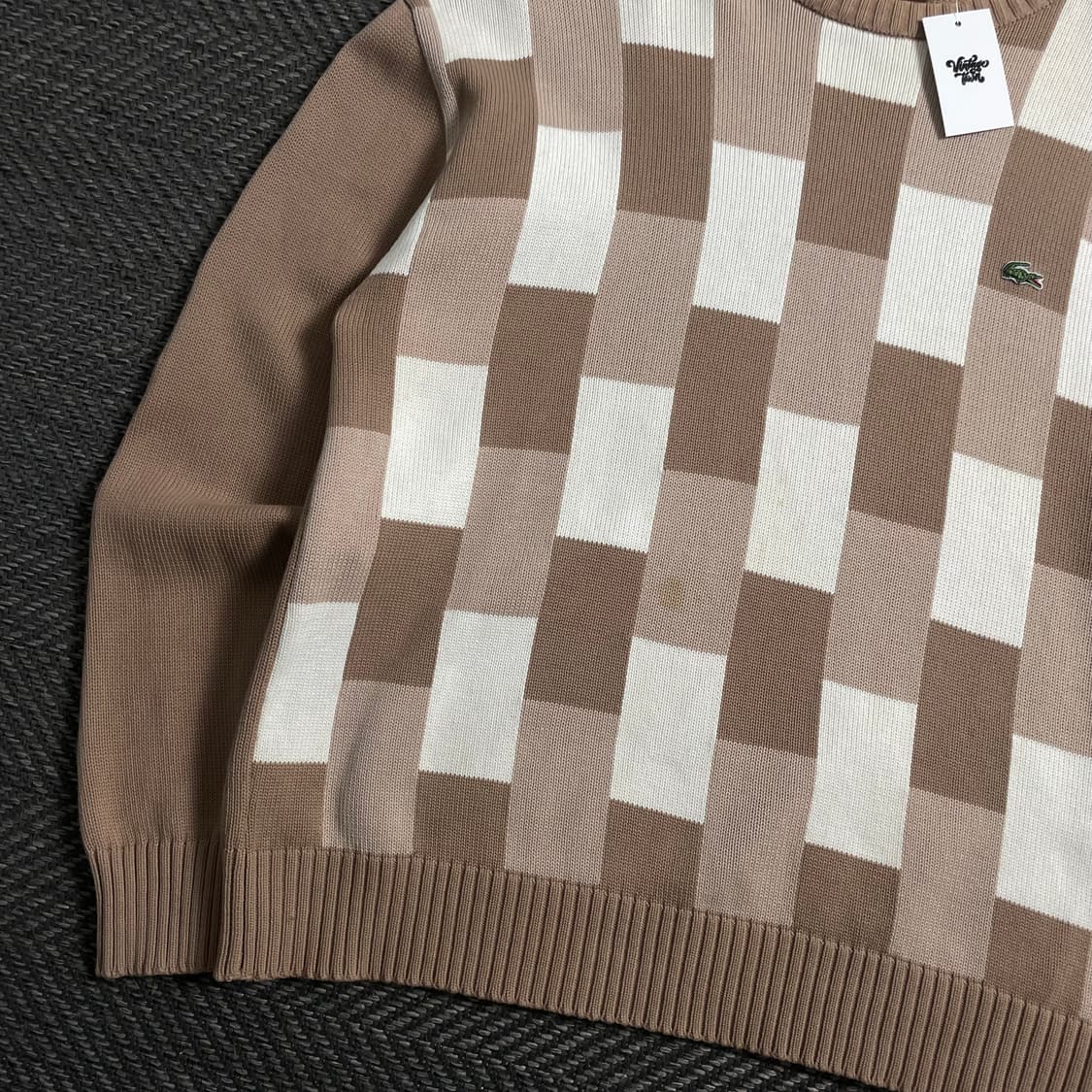 라코스테 빈티지 자수로고 블럭 패턴 니트o 4132 상품이미지3