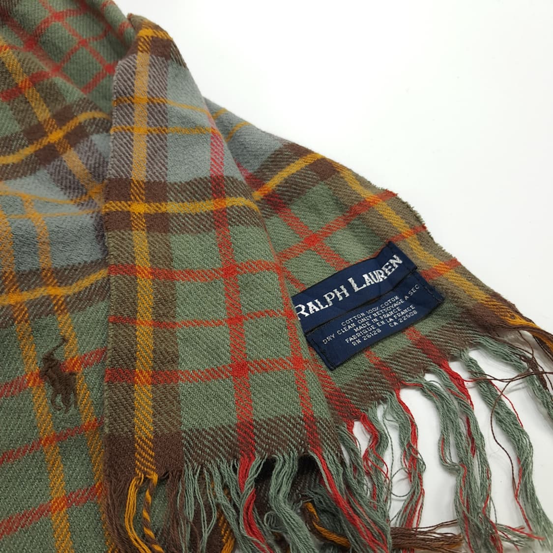 MX107 폴로 랄프로렌 클래식 하이랜드체크 프랑스코튼 스카프 숄 머플러 상품이미지5