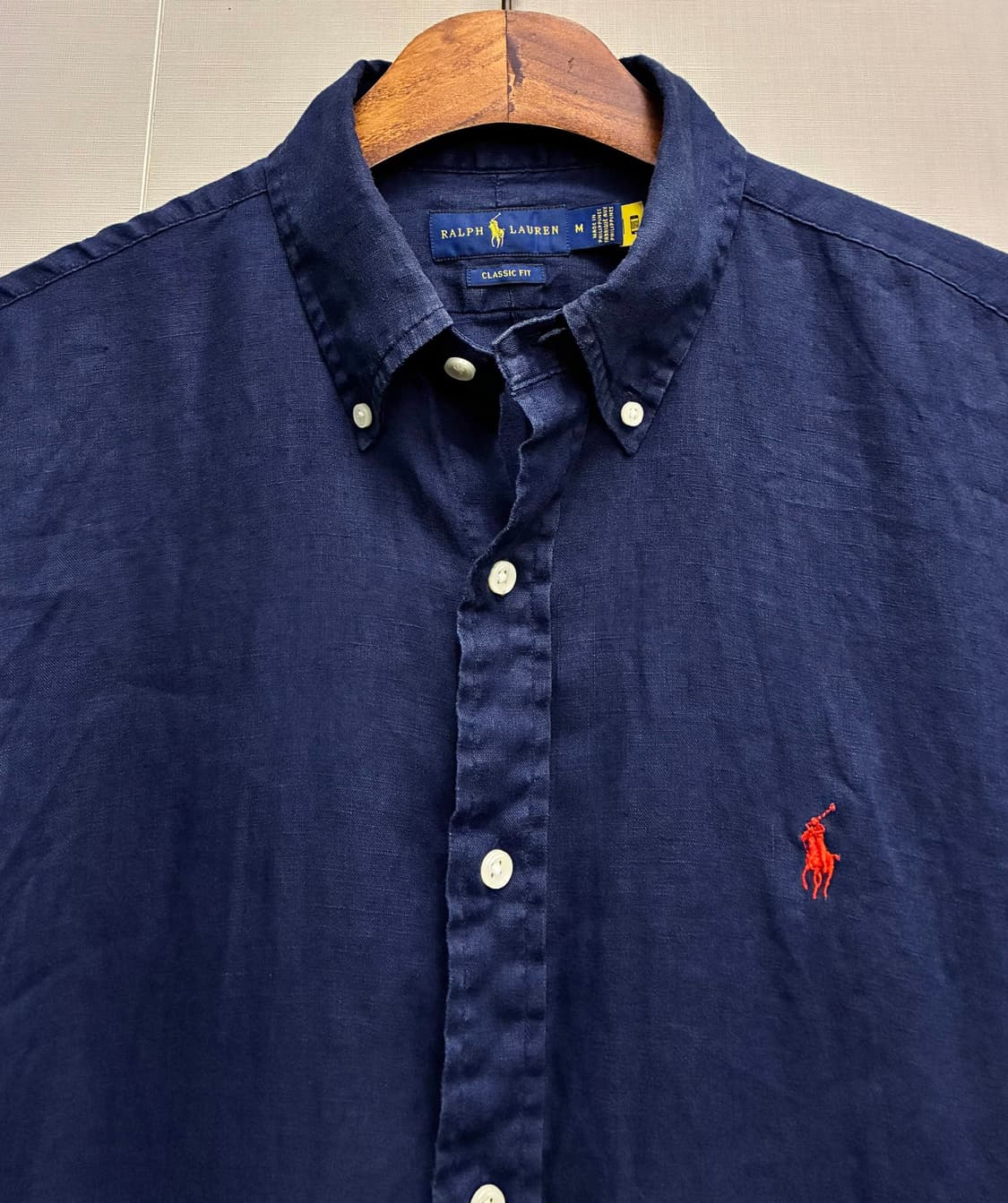 (M/100)폴로랄프로렌 클래식 네이비 버튼다운 리넨셔츠 린넨 상품이미지3