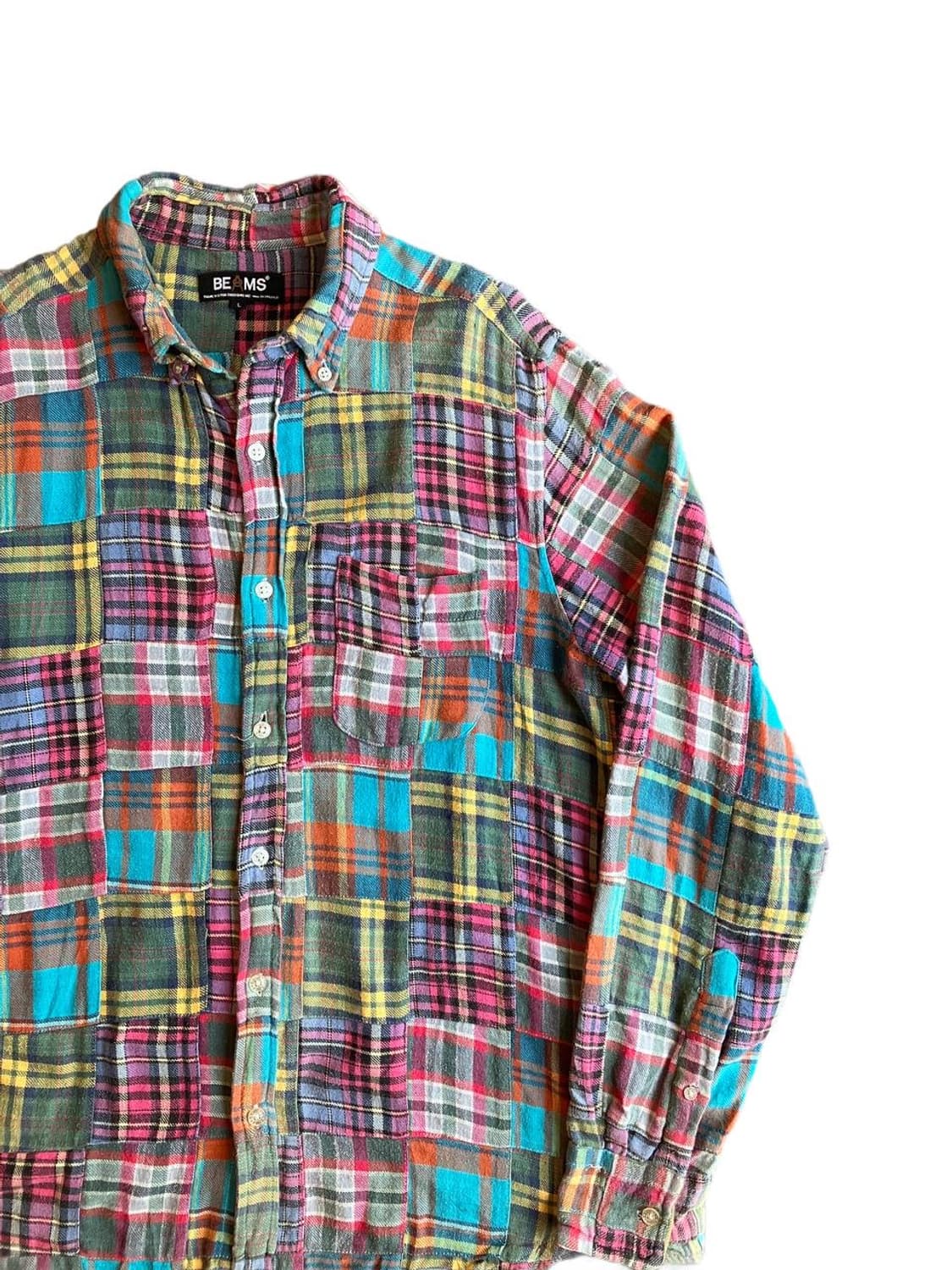 Beams button down patchwork shirts 상품이미지3
