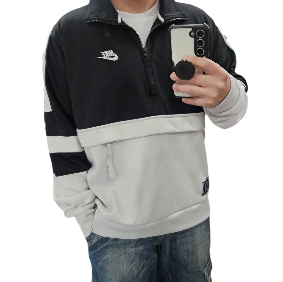 L 나이키 검흰 오버핏 아노락 져지 상품이미지1