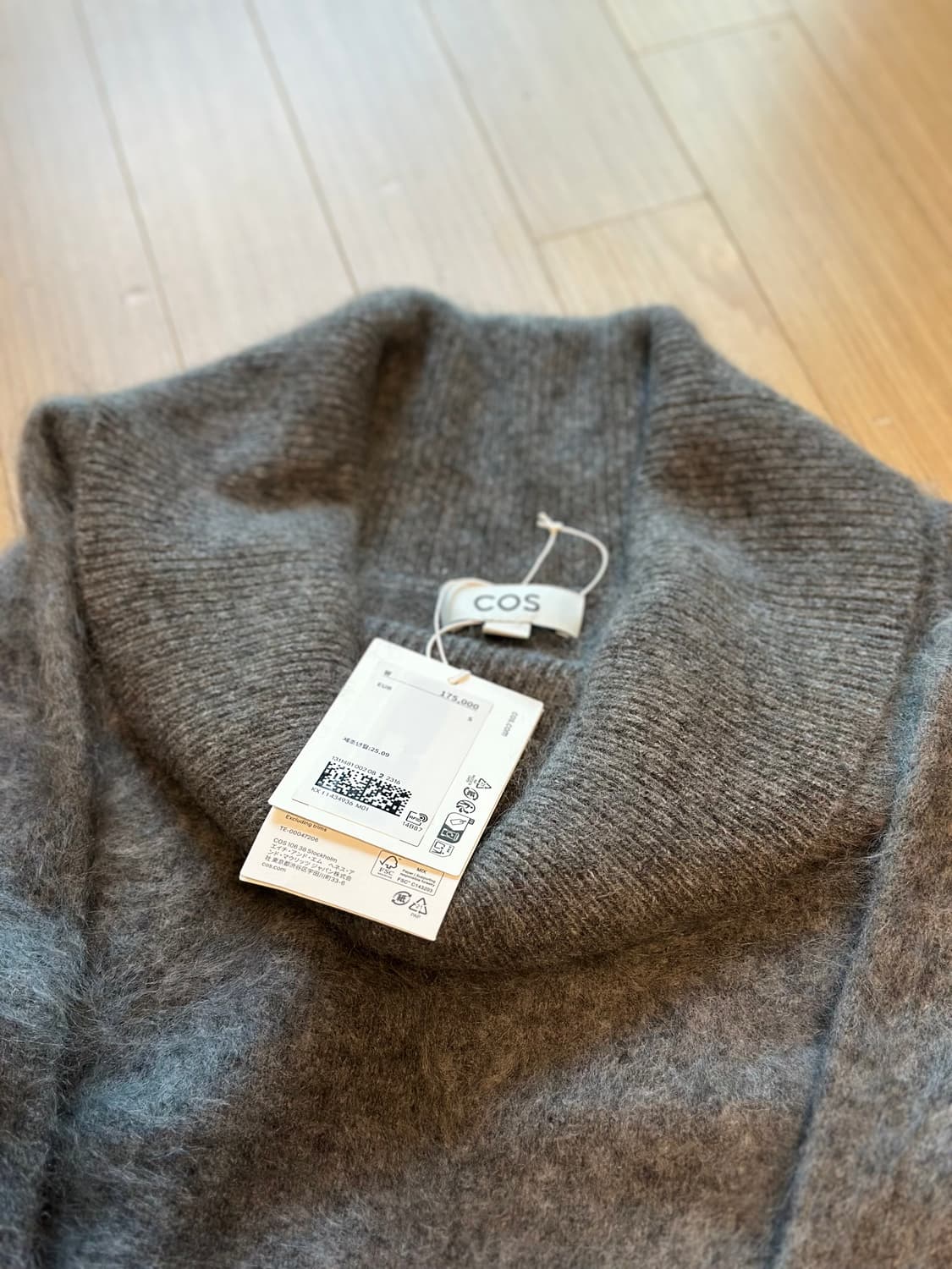 코스 COS 오프숄더 니트 메리노 울 스웨터 S 그레이 상품이미지6