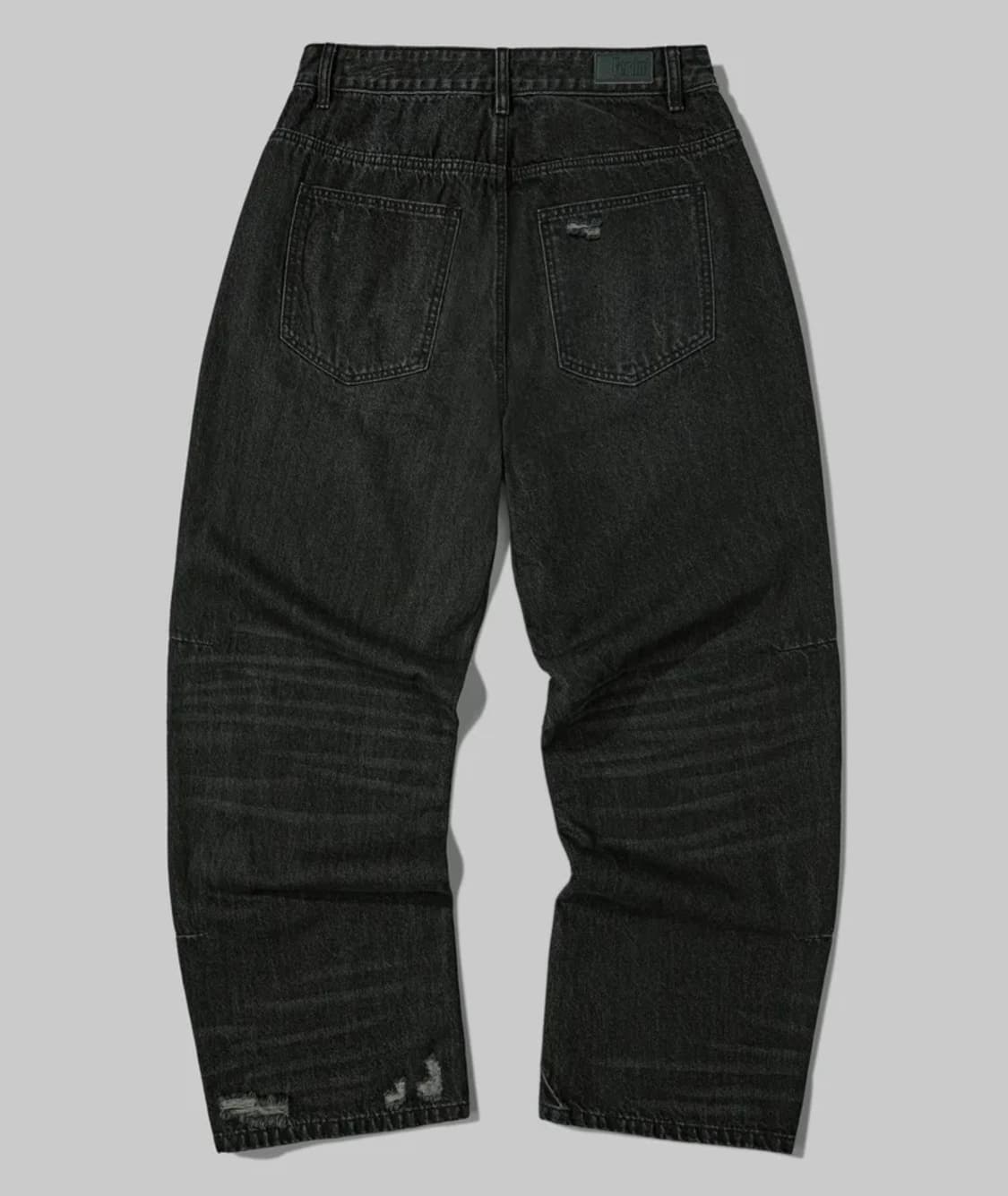 커브드 캣워싱 데미지 와이드 데님 팬츠 (택포) 상품이미지2