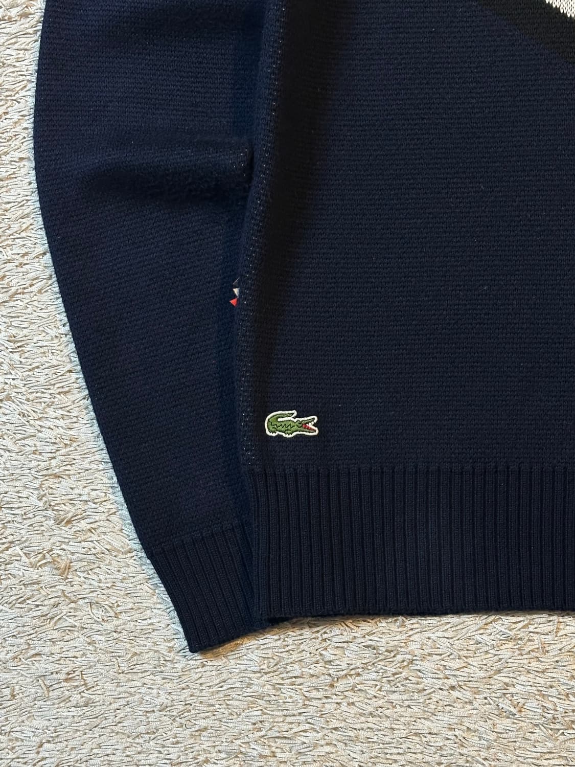 라코스테 LACOSTE 라운드넥 배색 코튼 니트 상품이미지3