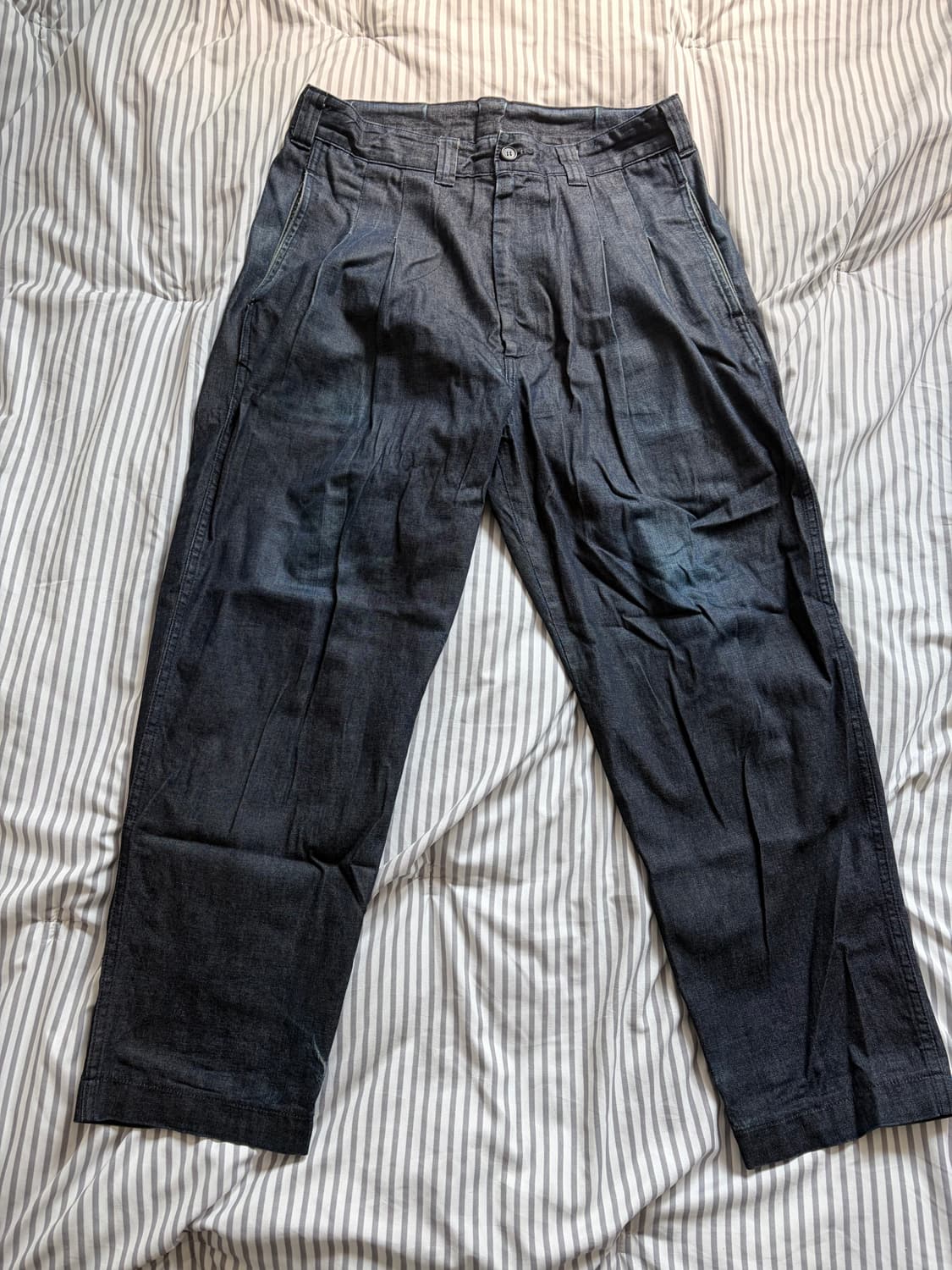 Isness 이즈네스 투턱 와이드 데님 상품이미지1