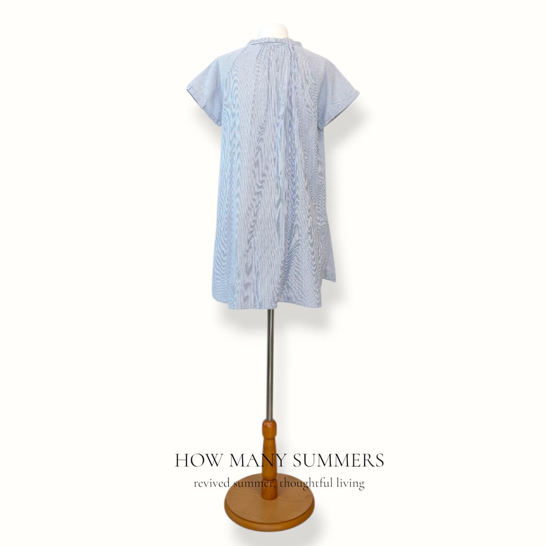 어스뮤직앤에콜로지 스트라이프 코튼 린넨 셔츠 원피스 튜닉 F 네이비 상품이미지3