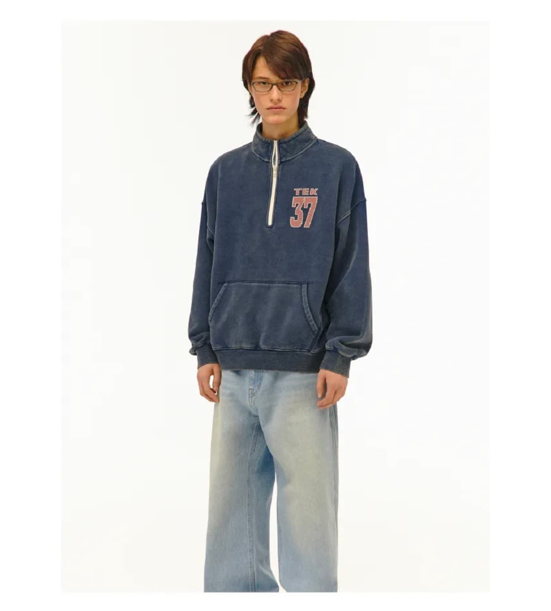 테켓 하프집업 맨투맨 half zip-up sweatshirt navy 상품이미지6