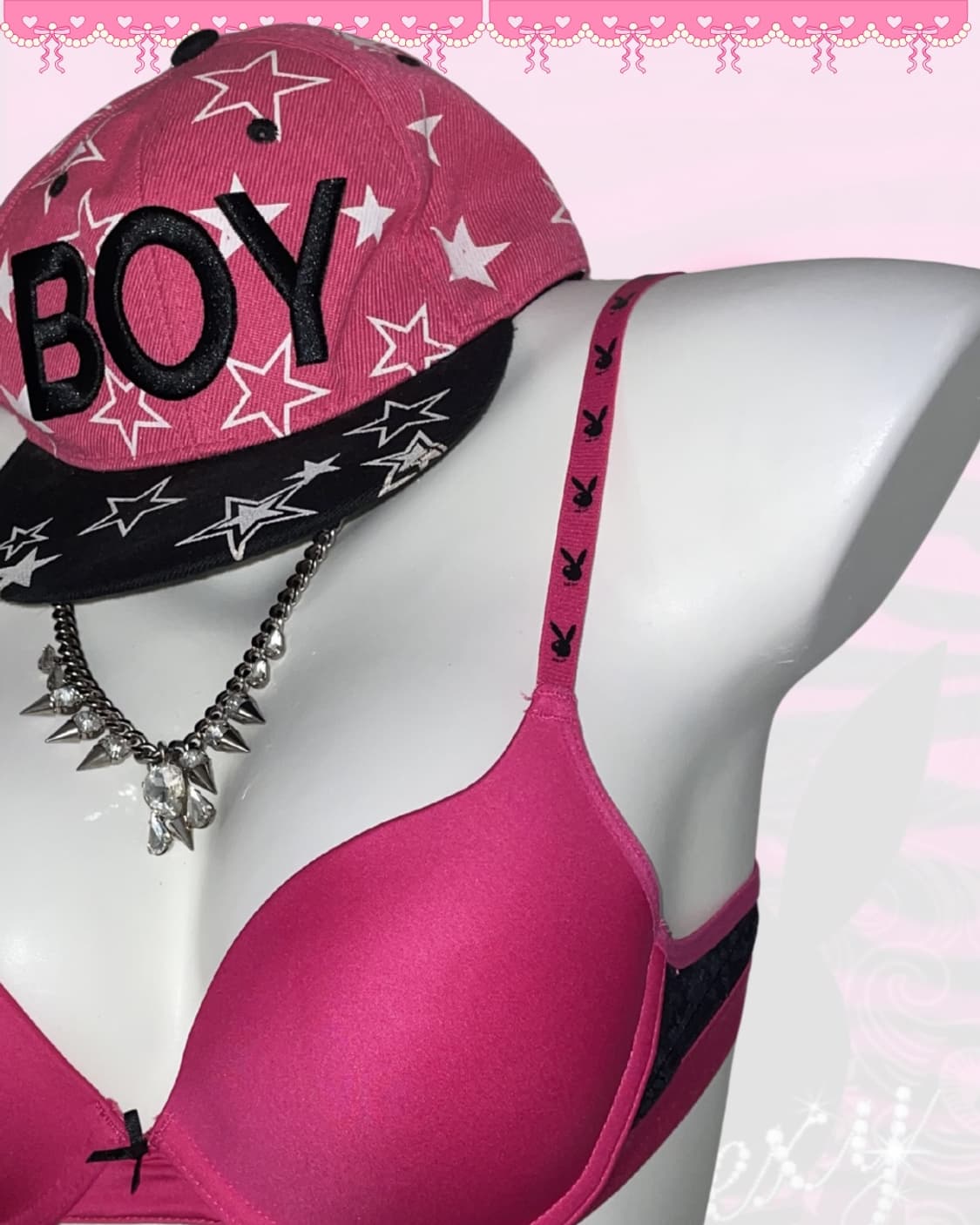플레이보이 playboy 브라 핫핑크 갸루 와투케 y2k 상품이미지2